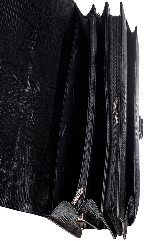 Модный мужской портфель из натуральной черной кожи с тиснением Desisan (217-143)