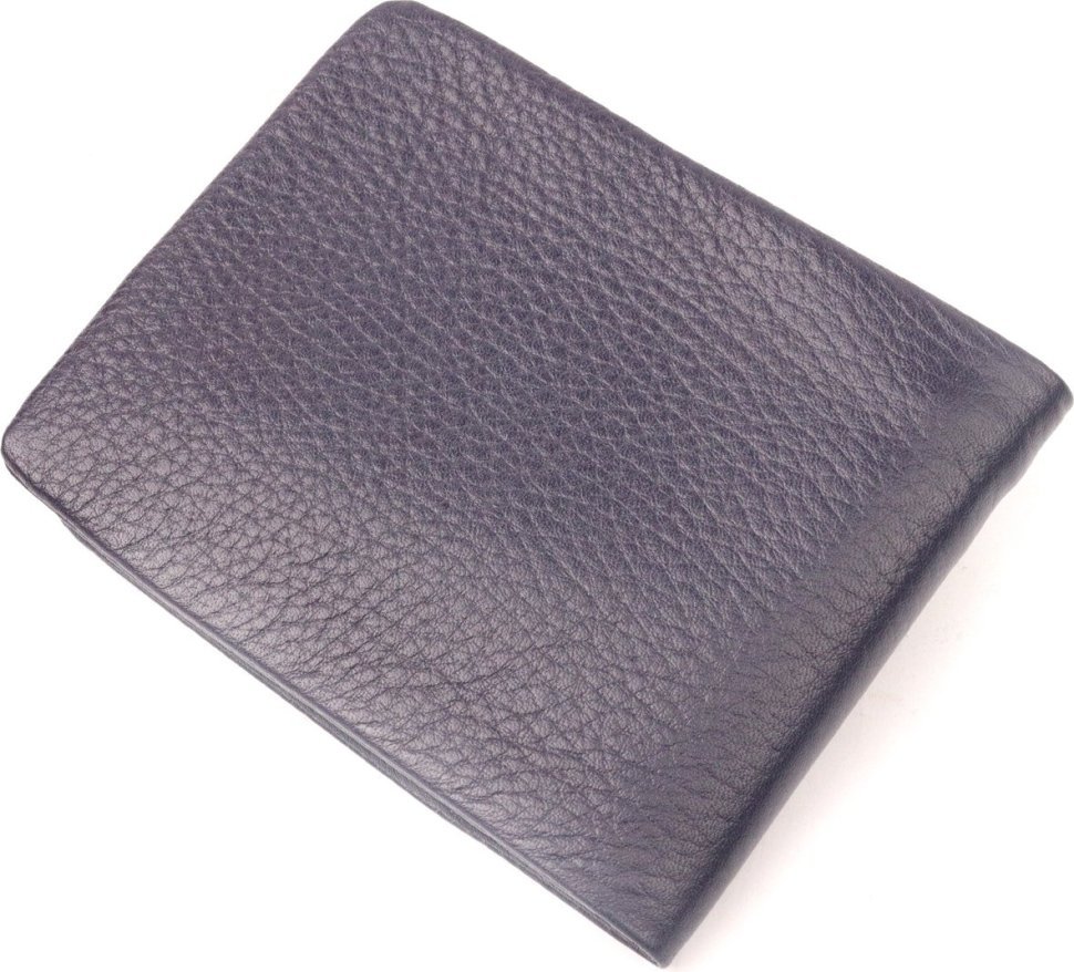 Мужское портмоне из мягкой кожи синего цвета без застежки KARYA (2421062)