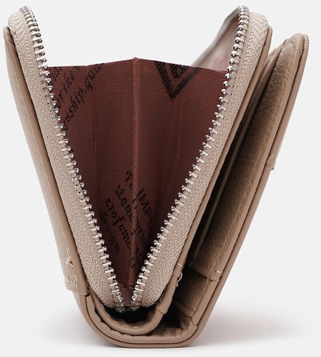 Женский вместительный кожаный кошелек бежевого цвета с монетницей Horse Imperial 65076