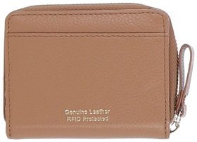 Кожаный женский кошелек на молнии с монетницей Ashwood Y50 коричневого цвета 95476