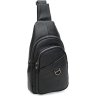 Мужской качественный кожаный слинг черного цвета через плечо Keizer (21415) - 1