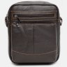 Невелика чоловіча шкіряна сумка-планшет коричневого кольору з рудою строчкою Keizer (19343) - 2