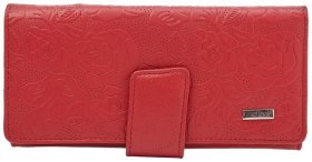 Великий червоний гаманець для жінок із натуральної шкіри Desisan 107176 з тисненням квітів