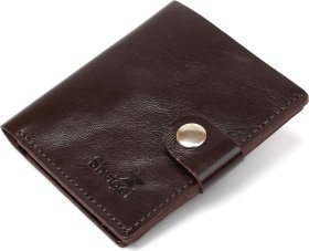 Гладкое коричневое мужское портмоне из натуральной кожи с карманом под монеты Shvigel (2416485)