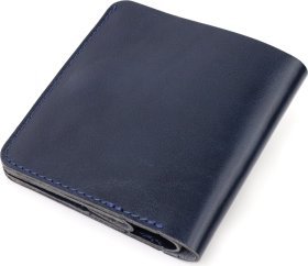 Синє чоловіче портмоне з натуральної шкіри на кнопці Shvigel (2416611)
