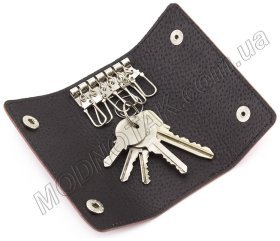 Фиолетовая кожаная ключница на кнопках ST Leather (16115)