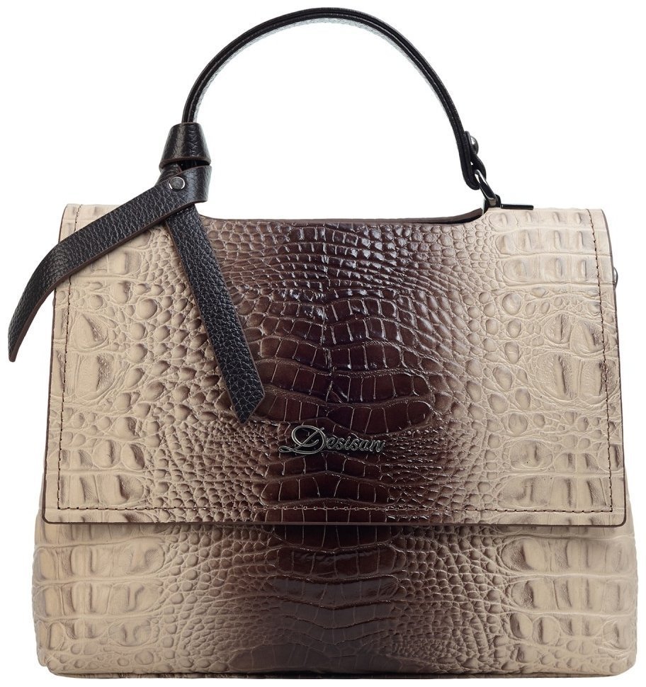Каркасная женская сумка из фактурной кожи под крокодила с ручкой для носки Desisan 107776 бежевая фото №1 Каркасная женская сумка из фактурной кожи под крокодила с ручкой для носки Desisan 107776 бежевая modnotak фото №1