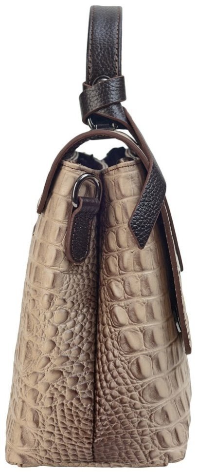 Каркасная женская сумка из фактурной кожи под крокодила с ручкой для носки Desisan 107776 бежевая фото №3 Каркасная женская сумка из фактурной кожи под крокодила с ручкой для носки Desisan 107776 бежевая modnotak фото №3