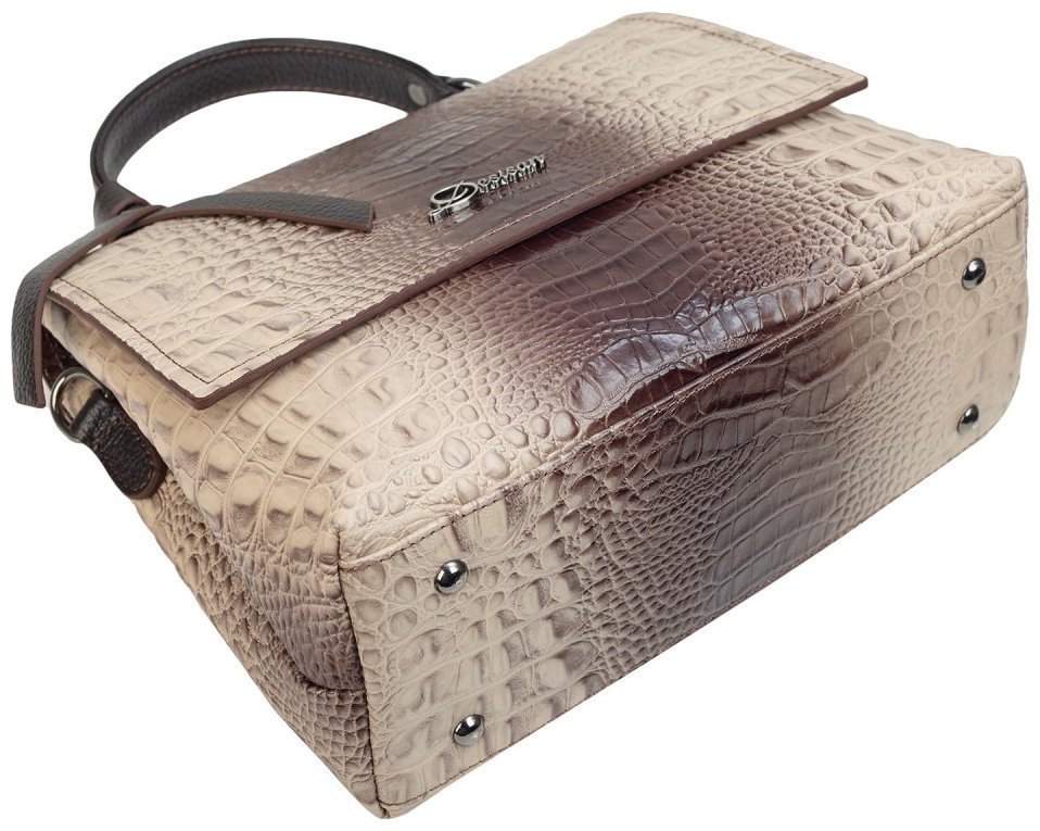 Каркасная женская сумка из фактурной кожи под крокодила с ручкой для носки Desisan 107776 бежевая фото №5 Каркасная женская сумка из фактурной кожи под крокодила с ручкой для носки Desisan 107776 бежевая modnotak фото №5