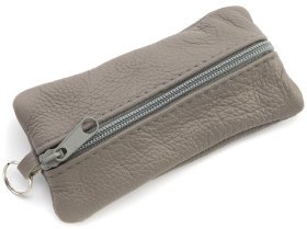 Большая кожаная ключница с двумя отделениями светло-серого цвета Leather Collection 97776