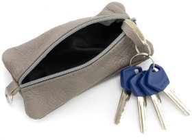 Большая кожаная ключница с двумя отделениями светло-серого цвета Leather Collection 97776