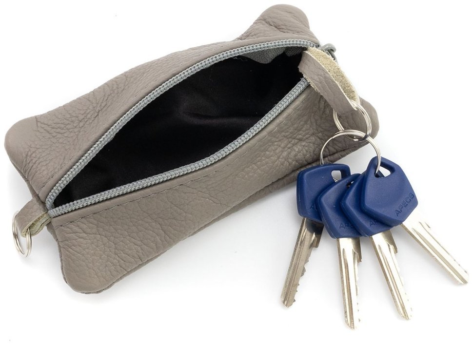 Большая кожаная ключница с двумя отделениями светло-серого цвета Leather Collection 97776 фото №2 Большая кожаная ключница с двумя отделениями светло-серого цвета Leather Collection 97776 modnotak фото №2
