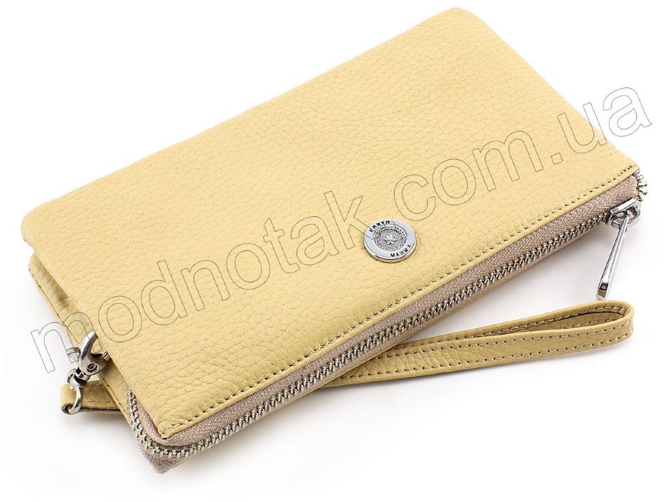 Світлий шкіряний гаманець-клатч на блискавки KARYA (1075-010)