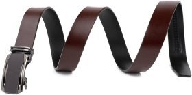 Коричневий чоловічий ремінь із натуральної шкіри під штани з пряжкою-автомат Vintage 2420278