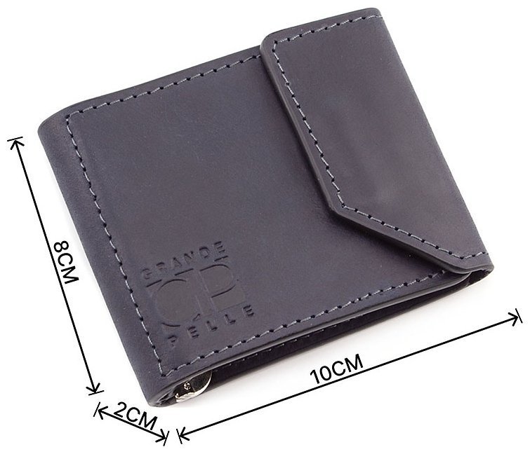 Темно-синій затиск для грошей ручної роботи Grande Pelle (13029) фото №3 Темно-синій затиск для грошей ручної роботи Grande Pelle (13029) modnotak фото №3