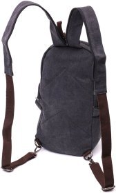 Черный мужской текстильный слинг-рюкзак в стиле милитари Vintagе 2422179