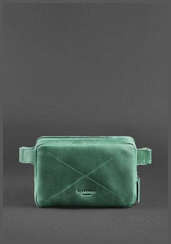 Компактна поясна сумка із вінтажної шкіри зеленого кольору BlankNote Dropbag Mini 78476