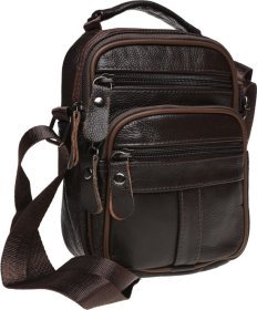 Чоловіча шкіряна сумка-барсетка в темно-коричневому кольорі Keizer (22079)