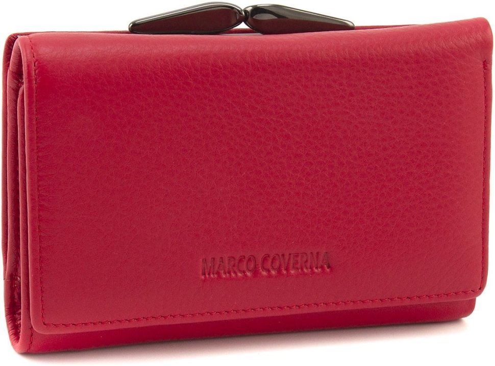 Невеликий жіночий гаманець із наутральної шкіри червоного кольору з монетницею Marco Coverna 68676