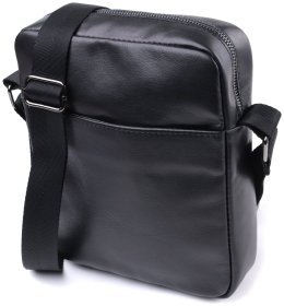 Мужская сумка через плечо из натуральной кожи черного цвета Shvigel 2422849