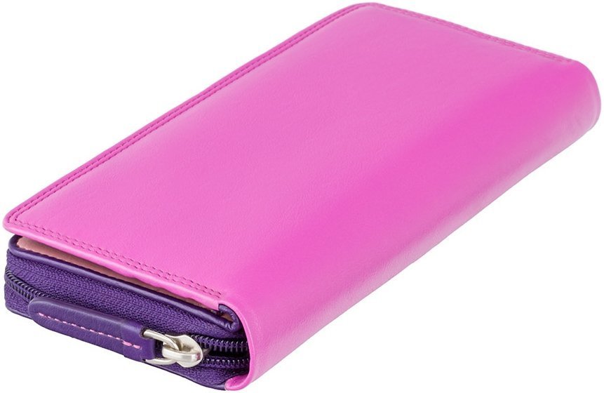Місткий шкіряний жіночий гаманець рожево-фіолетового кольору з RFID - Visconti Honolulu 68776