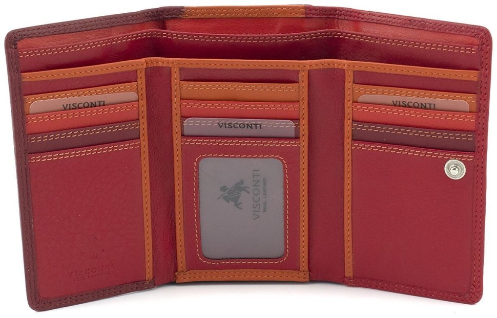 Красно-бордовый женский кошелек из высококачественной кожи c RFID - Visconti Bora 68876