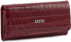 Лаковий класичний жіночий гаманець червоного кольору під крокодила KARYA (19560)