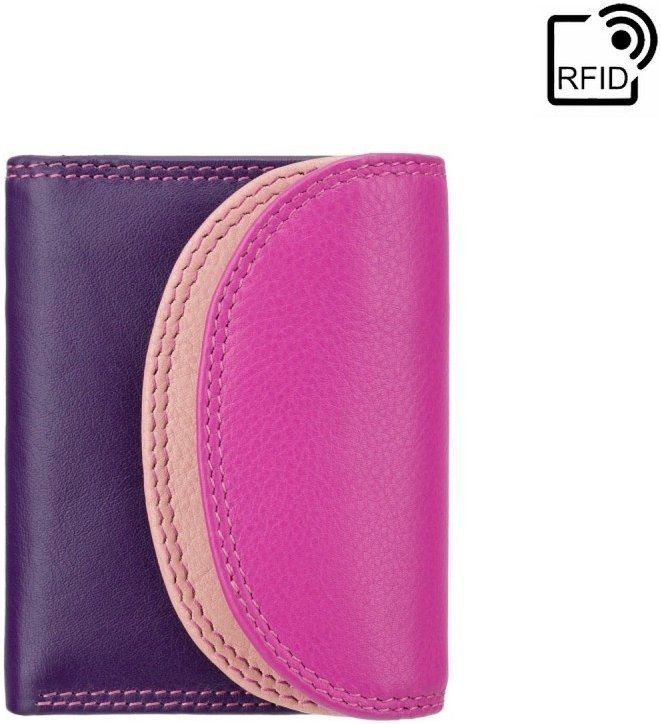 Мініатюрний жіночий гаманець фіолетово-рожевого кольору з натуральної шкіри Visconti Zanzibar 69176