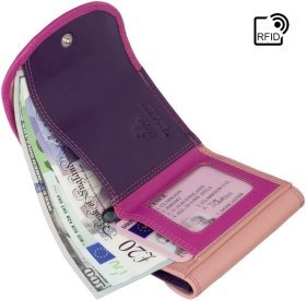 Мініатюрний жіночий гаманець фіолетово-рожевого кольору з натуральної шкіри Visconti Zanzibar 69176