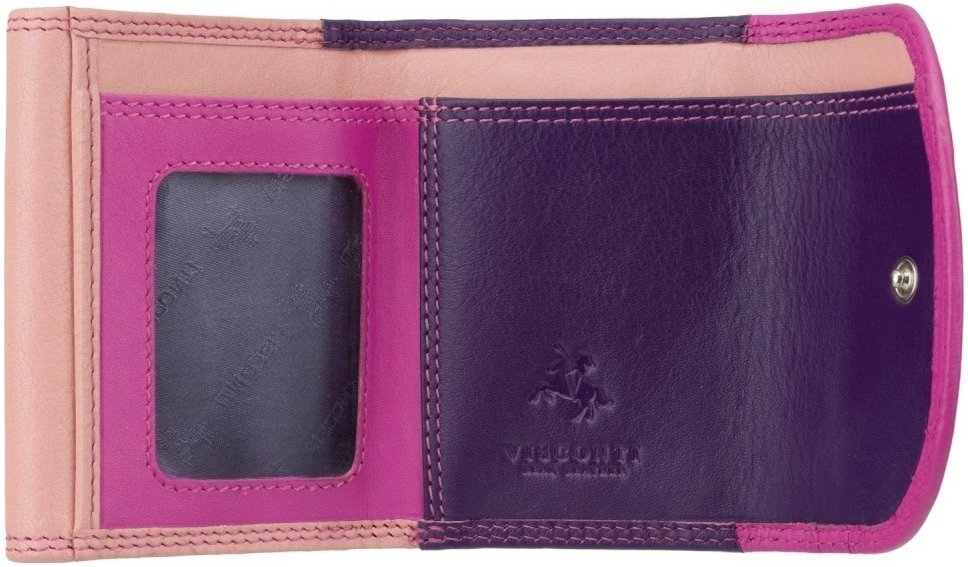 Миниатюрный женский кошелек фиолетово-розового цвета из натуральной кожи Visconti Zanzibar 69176