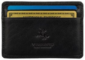 Компактний картхолдер із натуральної шкіри чорного кольору Visconti 79476
