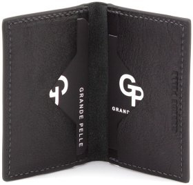 Класичний чорний Картхолдер з натуральної шкіри Grande Pelle (15442)