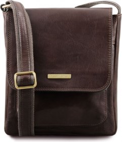 Чоловіча сумка через плече із натуральної шкіри темно-коричневого кольору JIMMY - Tuscany (21738)