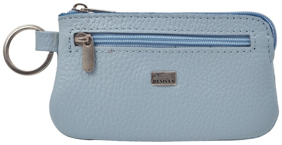 Голубая женская ключница из натуральной зернистой кожи на змейке Desisan 79876 modnotak фото №1