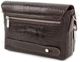 Коричневая мужская барсетка с тиснением на коже KARYA (0831-57)