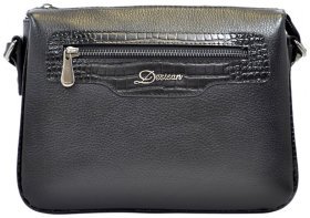 Середня жіноча сумка через плече із натуральної шкіри флотар чорного кольору Desisan 80077