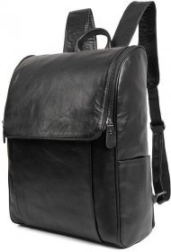 Шкіряний міський рюкзак для ноутбука в чорному кольорі John McDee (19752)