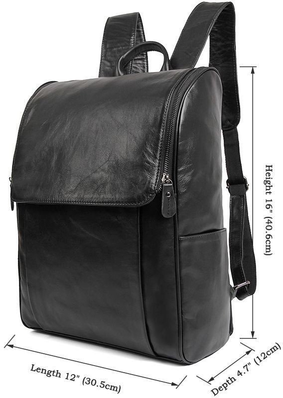 Кожаный городской рюкзак для ноутбука в черном цвете John McDee (19752)