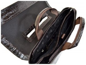 Чоловічий портфель із натуральної шкіри коричневого кольору з фактурою шкіри крокодила Desisan 80277