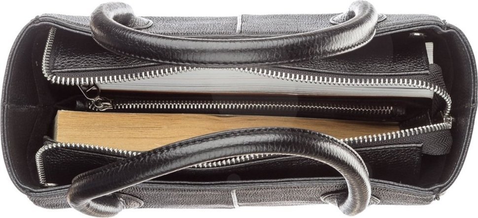 Черная сумка из качественной кожи морского ската на молнии STINGRAY LEATHER (024-18610)