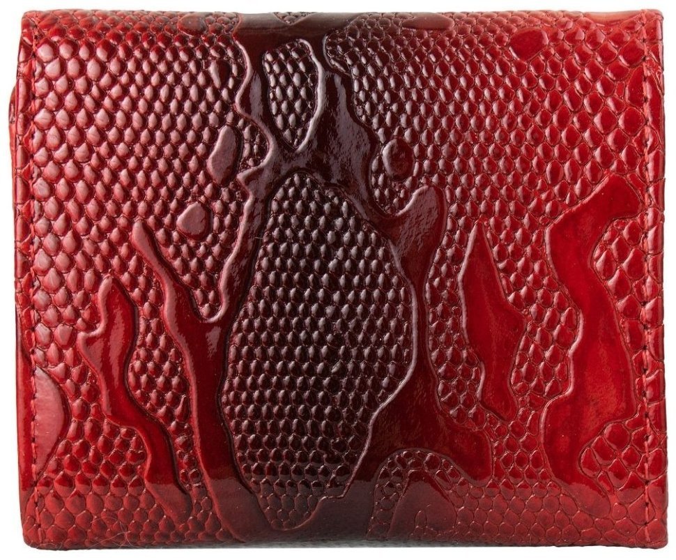 Компактный женский кошелек из кожи красного цвета с узорами Desisan 80577 modnotak фото №2
