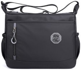 Текстильна жіноча сумка месенджер чорного кольору Confident 90777