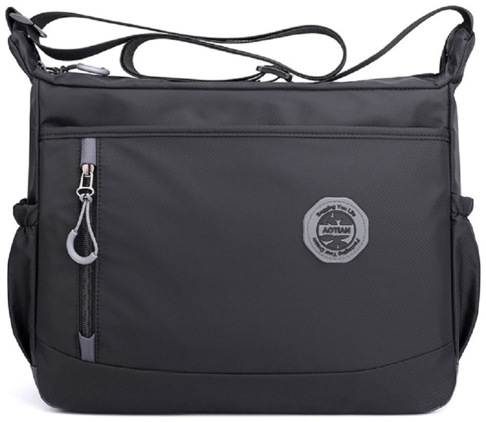 Текстильная женская сумка мессенджер черного цвета Confident 90777 фото №4 Текстильная женская сумка мессенджер черного цвета Confident 90777 modnotak фото №4