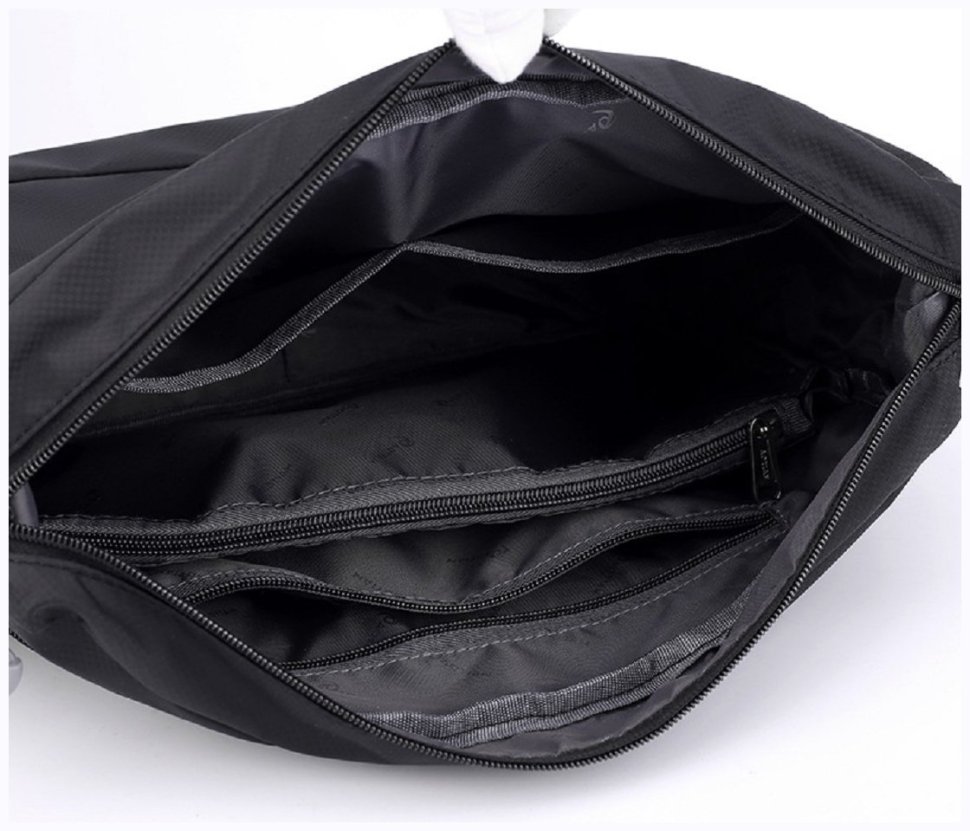 Текстильная женская сумка мессенджер черного цвета Confident 90777 фото №5 Текстильная женская сумка мессенджер черного цвета Confident 90777 modnotak фото №5