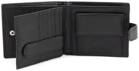 Мужское портмоне из натуральной кожи черного цвета c блоком для карточек Marco Coverna 90877