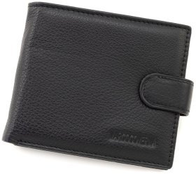 Мужское портмоне из натуральной кожи черного цвета c блоком для карточек Marco Coverna 90877