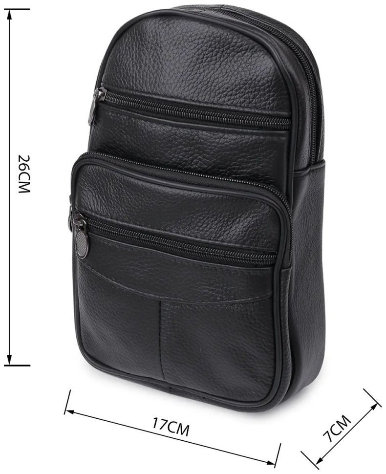 Компактная кожаная мужская сумка-слинг через плечо Vintage (20000)