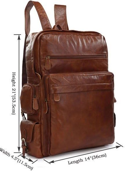 Оригінальний рюкзак з натуральної шкіри коричневого кольору VINTAGE STYLE (14156)