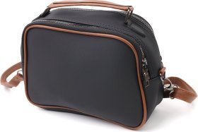 Недорогая женская черная сумка из эко-кожи с ручкой Vintage (18706)