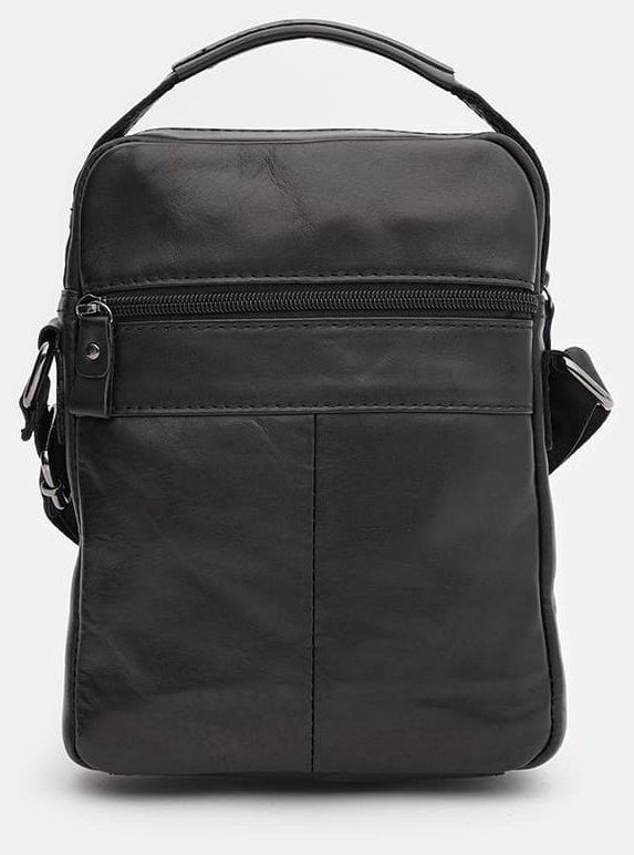 Черная мужская сумка-барсетка из гладкой кожи с ручкой Keizer 71677